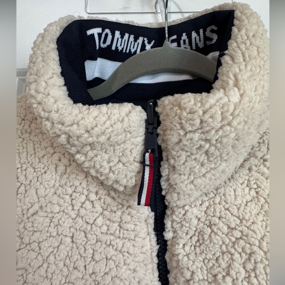 Tommy Jeans Reversible Sherpa Fleece Bomber Jacket Size XS Full Zip Pockets - Picture 8 of 9
